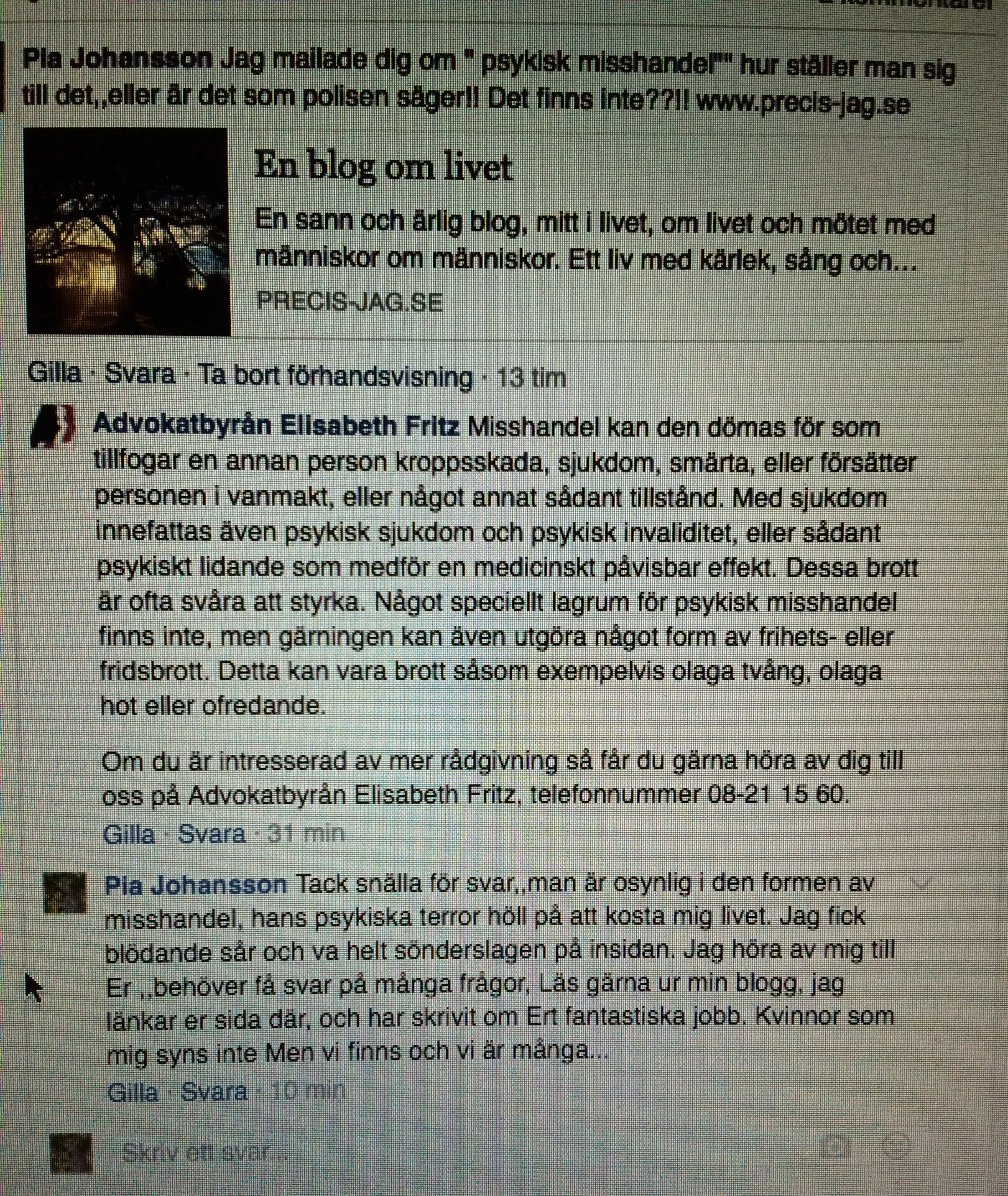 Ett BRA svar jag fick, TACK Elisabeth Fritz…